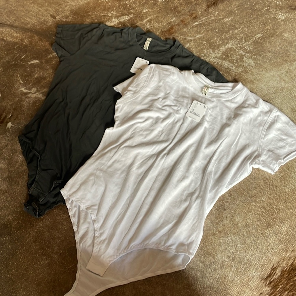 Brand New with tags. Free People Intimates set of 2 tees. White and Blac…